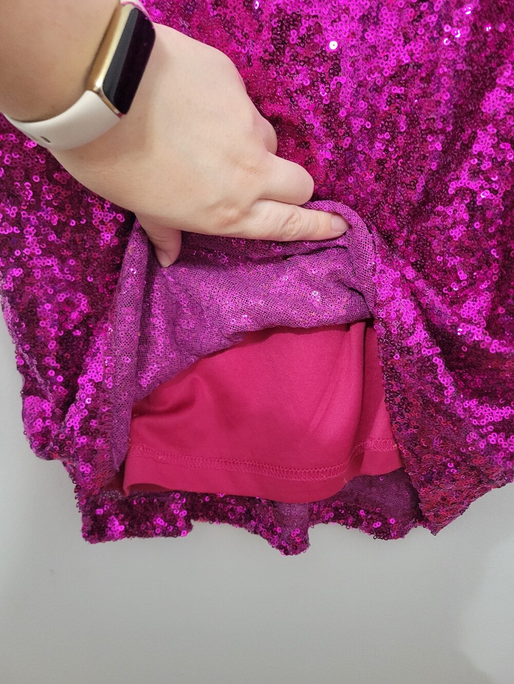Lulus Delightful Ways Magenta Sequin Mini Dress Wide Neckline Low Back Party M - Picture 12 of 12